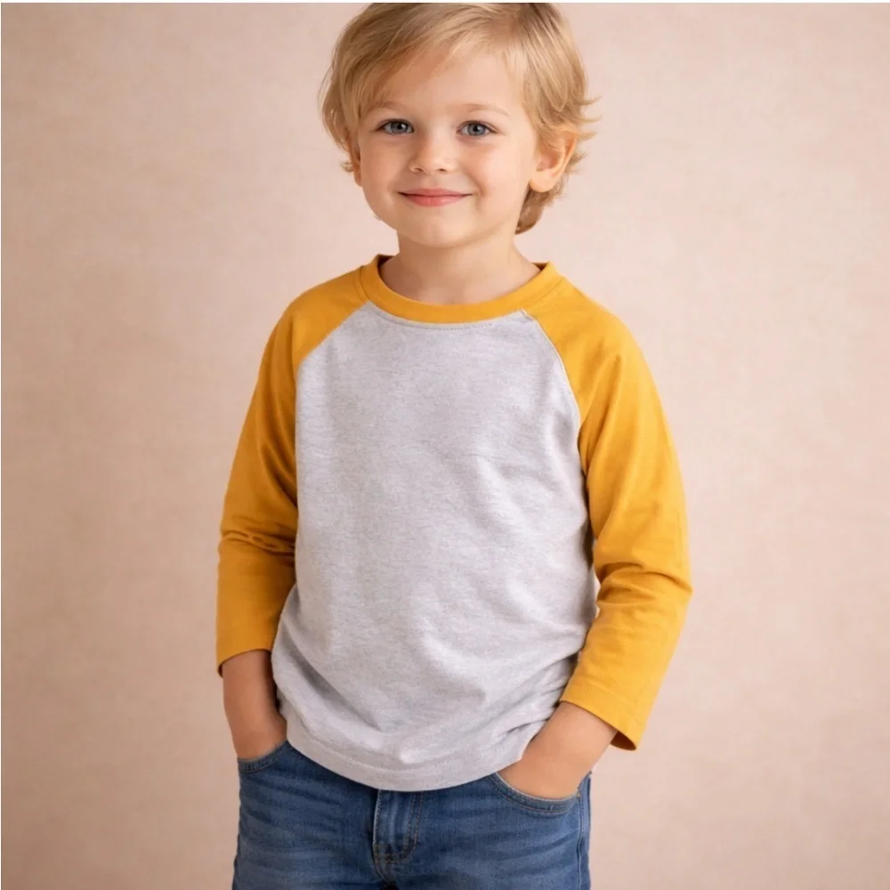 Gymboree Toddler Baseball Tee 2T Yellow Raglan Sleeve Shirt Classic Cotton